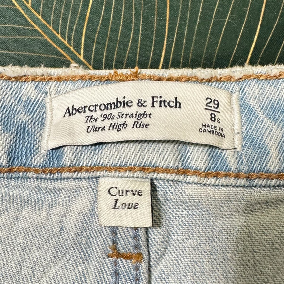 Abercrombie & Fitch Ultra High Rise 90 Straight Jean Curve Love Light Blue 29/8S - Picture 5 of 6